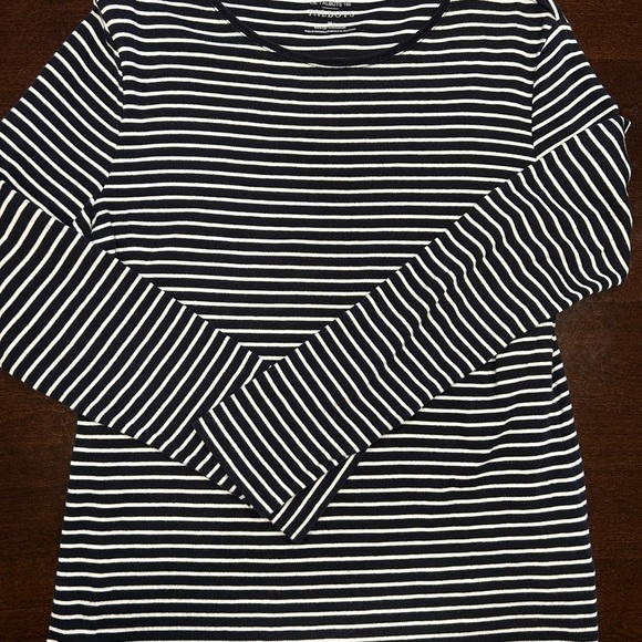 Talbots Navy and White Striped Tee - Picture 3 of 4